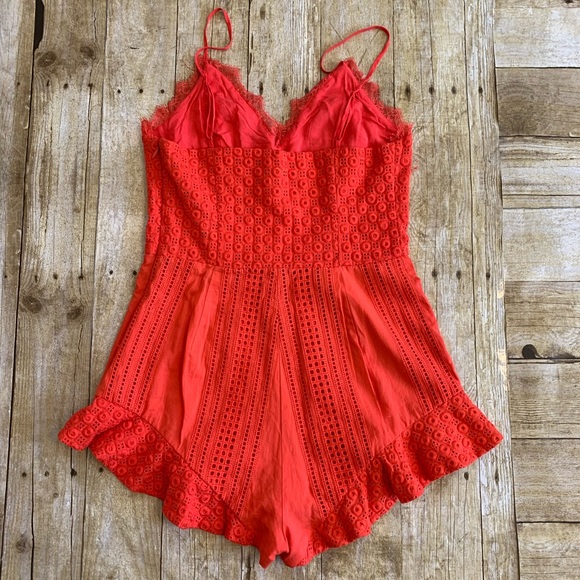 Red by Saks Fifth Avenue tangerine Romper Sz S/P - Picture 2 of 7